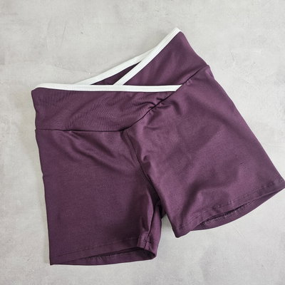 CALZA CORTA LYCRA  - MORADA CRUZADA