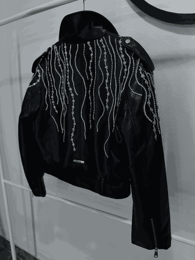 Campera de ecocuero con strass VERA