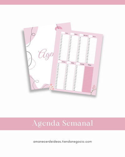 Agenda Semanal Digital - Diseño Floral Rosa (A5)