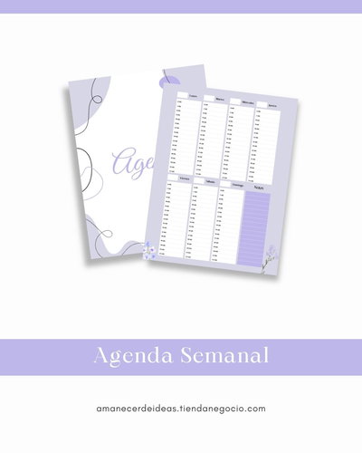 Agenda Semanal Digital - Diseño Floral Violeta (A5)