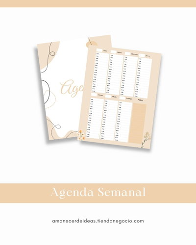 Agenda Semanal Digital - Diseño Floral Naranja Claro (A4)