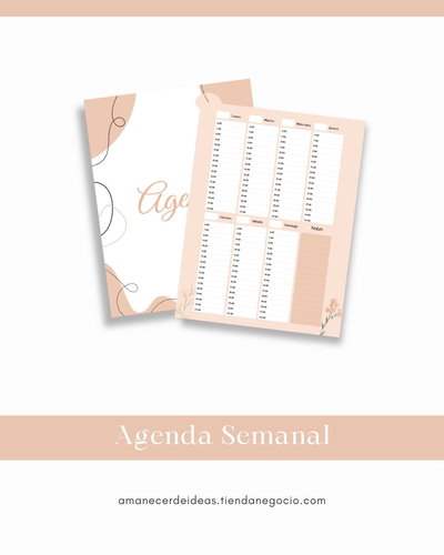 Agenda Semanal Digital - Diseño Floral Naranja (A5)