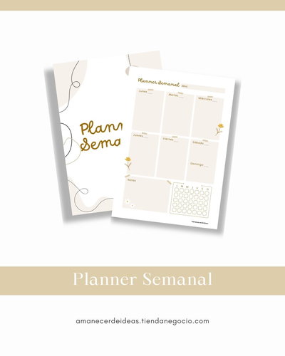 Planner Semanal Perpetuo Digital - Diseño Beige (A5)
