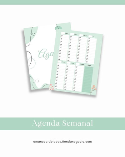 Agenda Semanal Digital - Diseño Floral Verde (A4)
