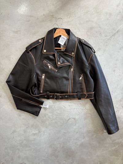 Campera de eco cuero chocolate