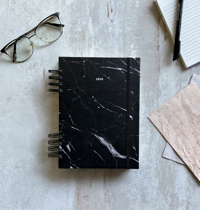 AGENDA PERPETUA & PLANNER DIARIO • Mármol negro