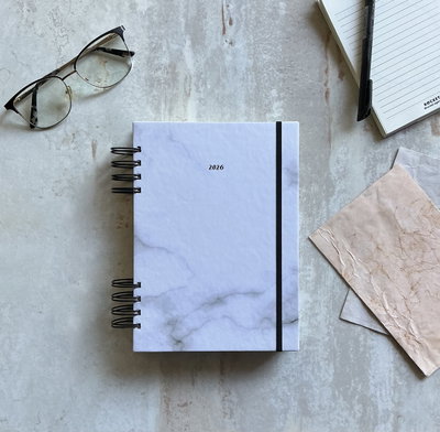 AGENDA PERPETUA & PLANNER DIARIO • Mármol blanco