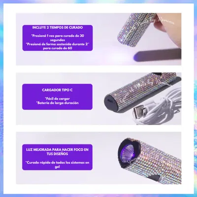 Mini lámpara recargable UV led con strass
