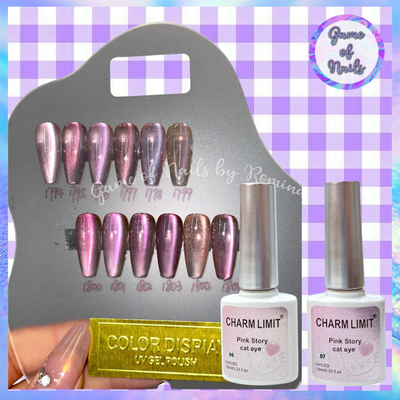Coleccion Charm limit cat eye Rosados x 12