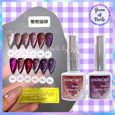 Coleccion Charm limit cat eye Violetas y lilas x 12