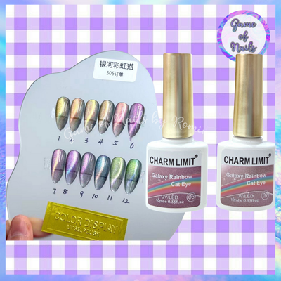Coleccion Charm limit cat eye Galaxy Rainbow x 12