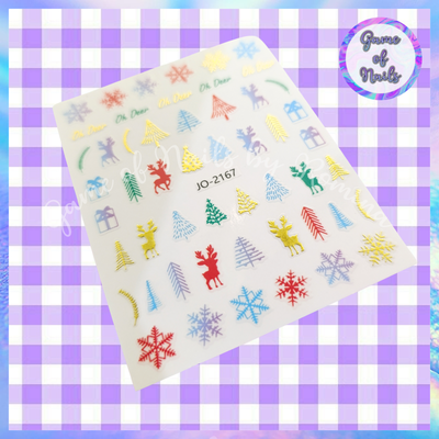 Sticker  navidad ciervos y pinitos