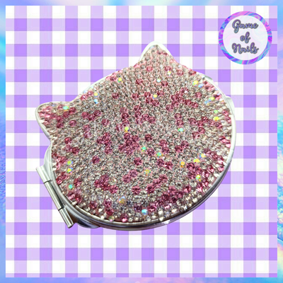 Espejo de cartera con cristales gatito