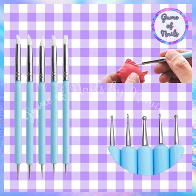 Kit pínceles silicona + dottings x 5 