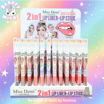 Lip liner + pincel Miss Demi caja x 72 unidades