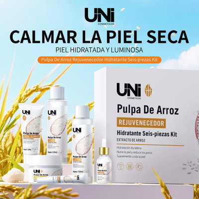 KIT RITUAL FACIAL DE PULPA DE ARROZ DE 6 PIEZAS