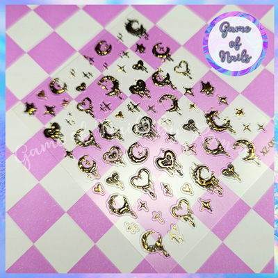Stickers corazones goth dorado