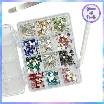 Cajita mix cristales + pinza + lápiz