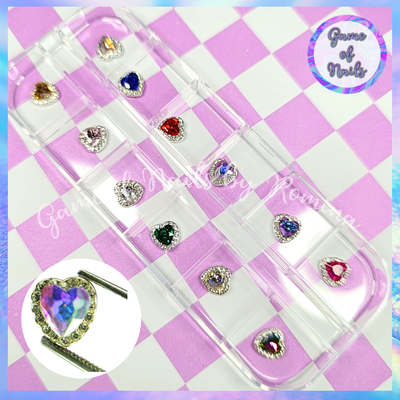 Mini box corazones strass y cristal x 12