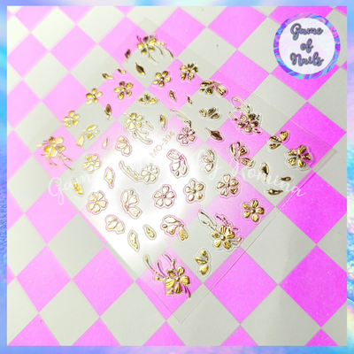 Stickers flores golden efecto chrome