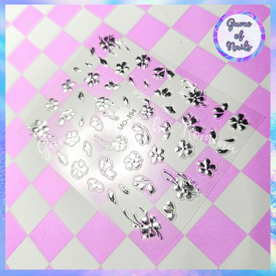 Stickers flores plata efecto chrome