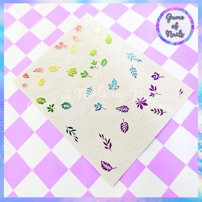 Stickers hojitas efecto chrome