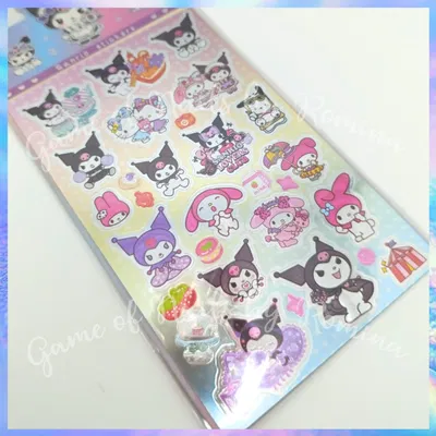Stickers holo Sanrio planchita 4 metalizada