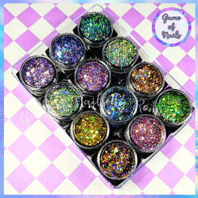 Caja mix glitters holo x 12