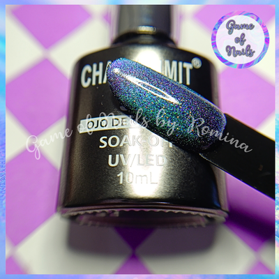 Semi cat eye 9D con glitters #28