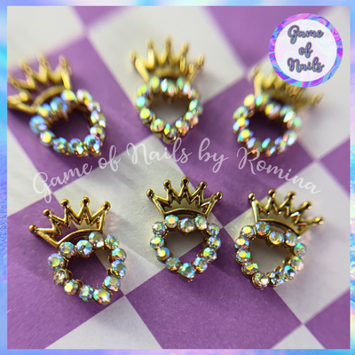 Aplique corazon strass con corona x par