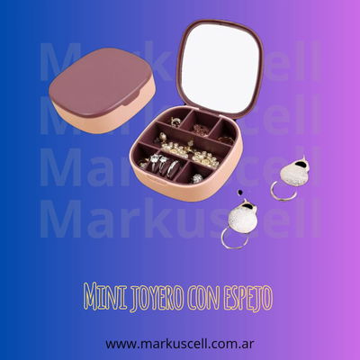 Mini Joyero Organizador Con Espejo Portátil Viaje Alhajero 