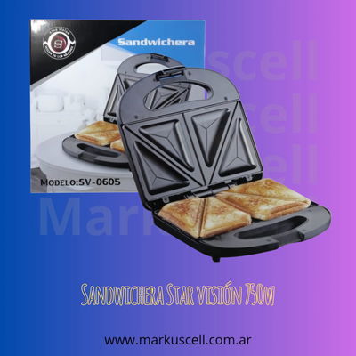 Sandwichera Antiadherente 750w Star Vision Negro