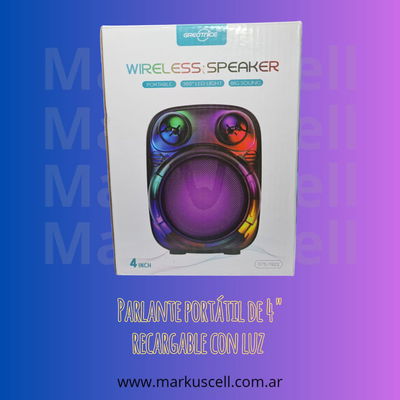 Parlante recargable con bluetooth y luces de 4 pulgadas