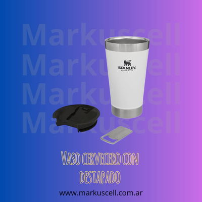 Vaso Cervecero Con Tapa Y Destapador De Acero