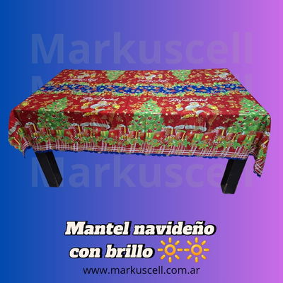Mantel Navideño con Brillo 2,10 x 1,50 M