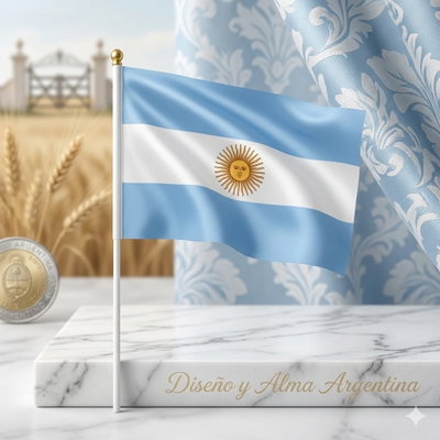 Bandera Argentina Con Mástil Manzana Cotillón Tela Reforzada