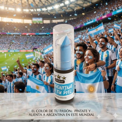 Labial Bicolor Celeste Y Blanco Mundial Argentina
