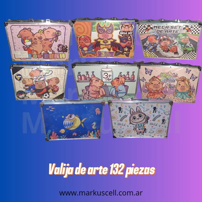 Valija Metálica Infantil de 131 piezas Con Fibras Touch 2ble Punta