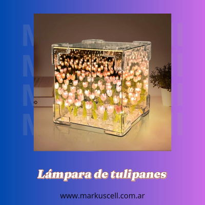 Lámpara Led De Escritorio Con Tulipanes Espejo Infinito Cubo