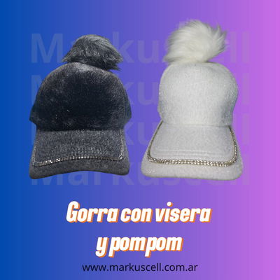 Gorra Con Visera Y Pompom De Piel