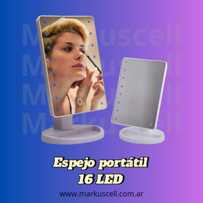 Espejo Maquillaje Tactil Luz 16 Led 3 Modos 