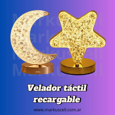 Lámpara De Mesa Velador Cristal Táctil Led Recargable Usb