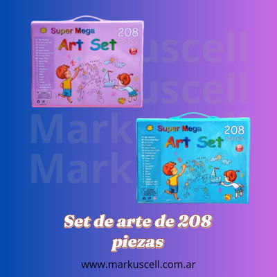Set 208 Piezas Arte Infantil Dibujo Pintura Fibra Valija Profesional