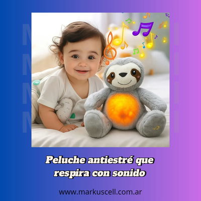 Peluche Relax Con Luz, Sonido Y Respiración Perezoso 