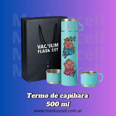Termo Capybara 500ml Acero Inoxidable + 3 Tacitas De Regalo