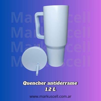 Vaso Térmico Quencher 1.2lts De Acero Inoxidable Grabado Celeste