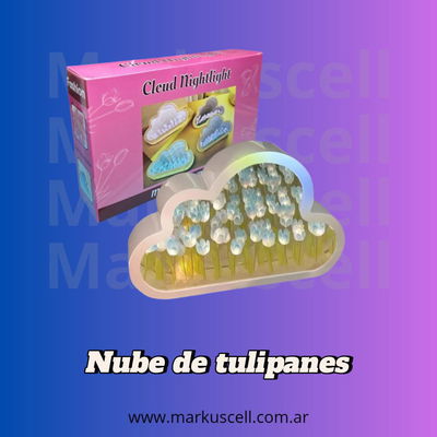 Lampara Nube Noche Decorativa De Tulipanes Con Espejo