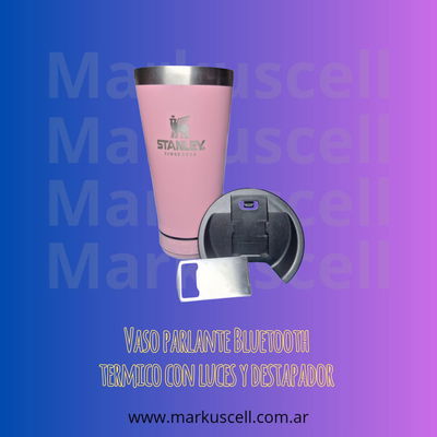 Vaso Parlante Bluetooth Térmico Con Luces Y Destapador rosa
