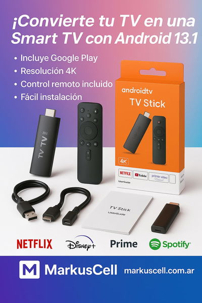 Convertidor Smart Stick Android tv con Wifi Android 13.1