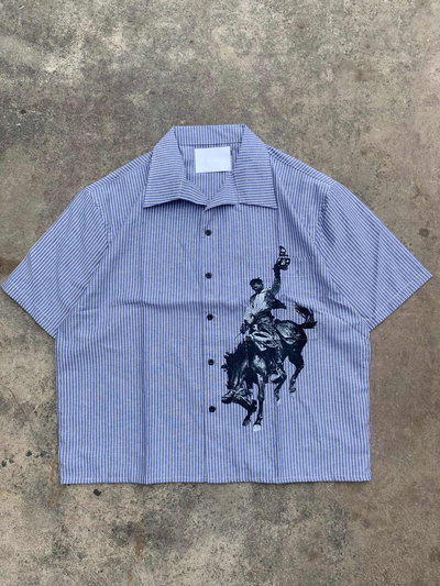 Camisa Boxy Fit "Horse-T" Azul